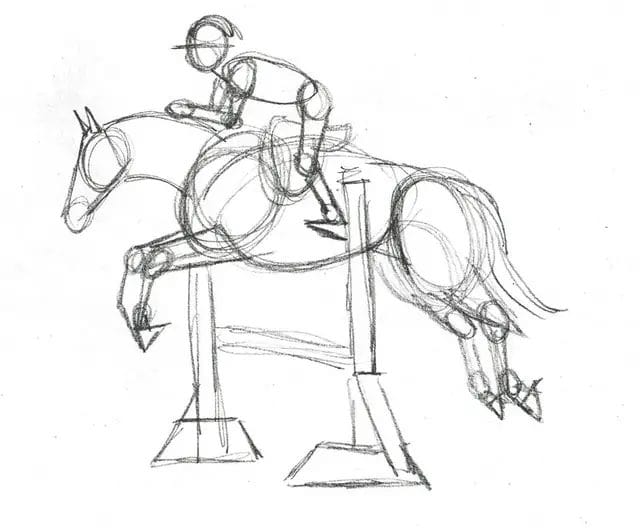how to draw horse rider
