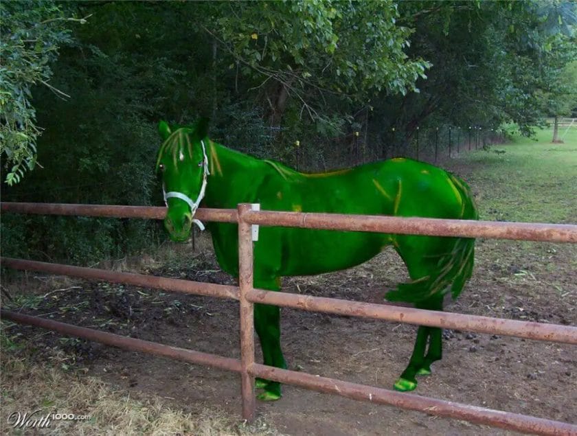what does a green horse mean
